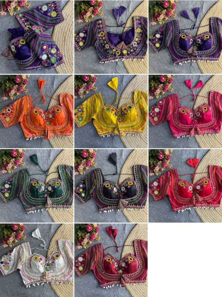 HEAVY ITALIAN SILK MIRROR WORK WITH HANDWORK GAMTHI BLOUSE AT WHOLESALE PRICE