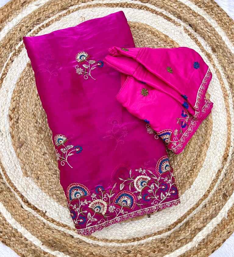 JIMMY CHOO WITH SEQNCE AND ZARI SEQUENCE EMBROIDERY WORK SAREE AT WHOLESALE PRICE