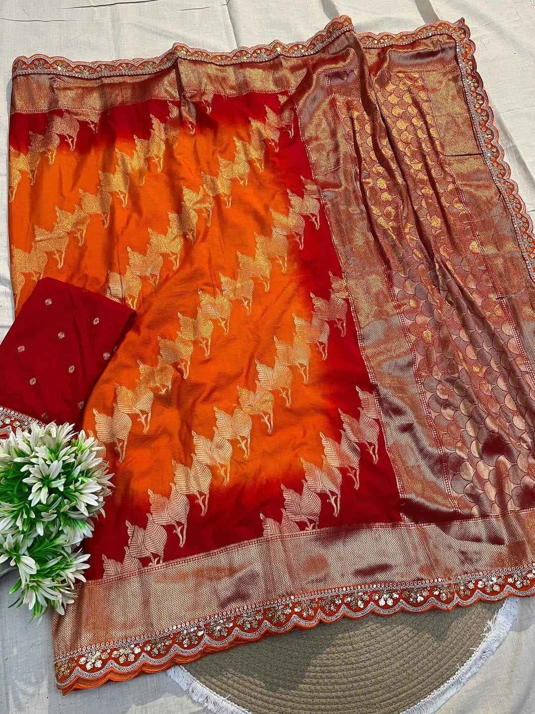 PURE SOFT KHADI GEORGETTE SILK ZARI WOOVEN PALLU SAREE AT WHOLESALE PRICE