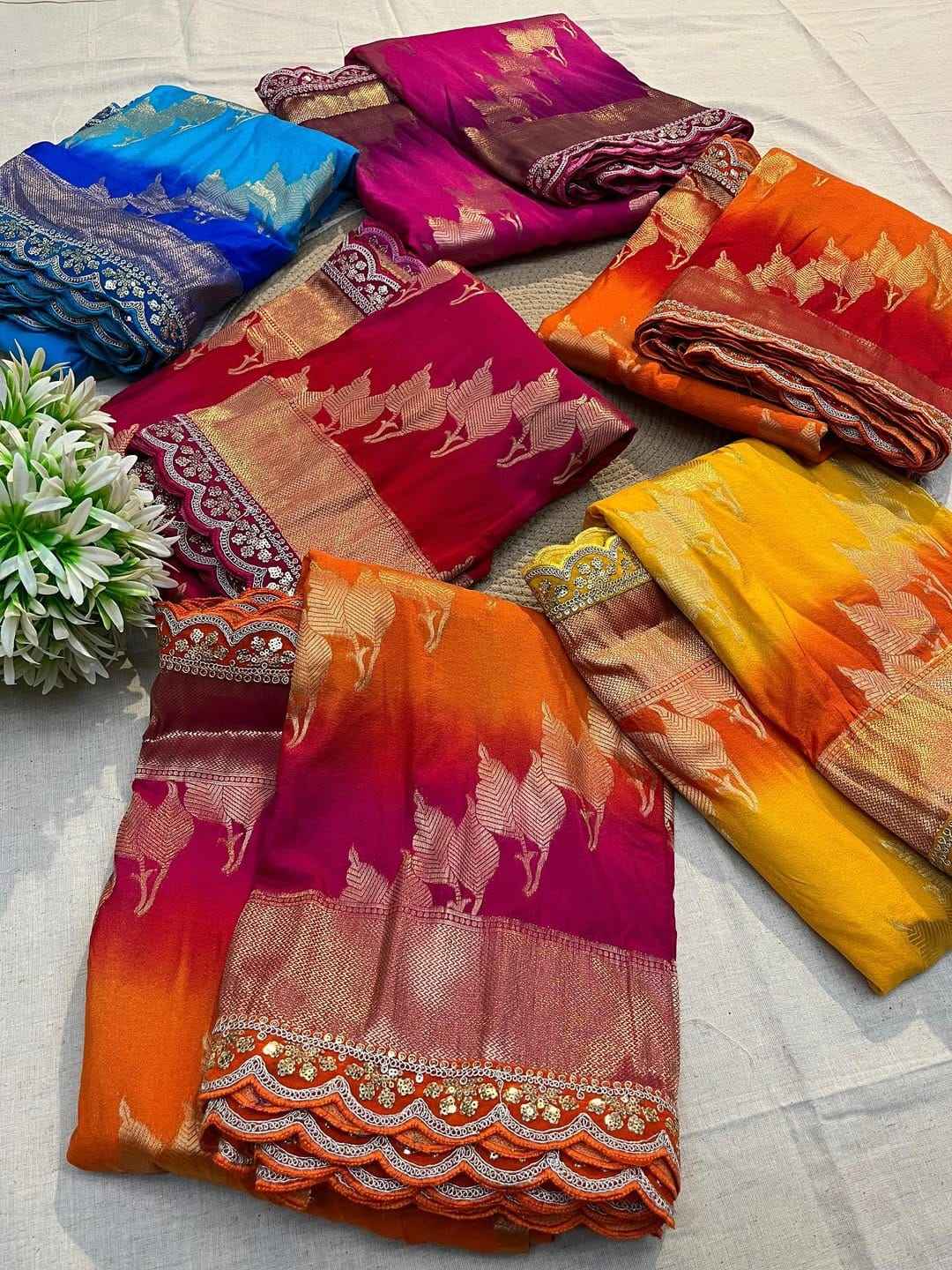 PURE SOFT KHADI GEORGETTE SILK ZARI WOOVEN PALLU SAREE AT WHOLESALE PRICE