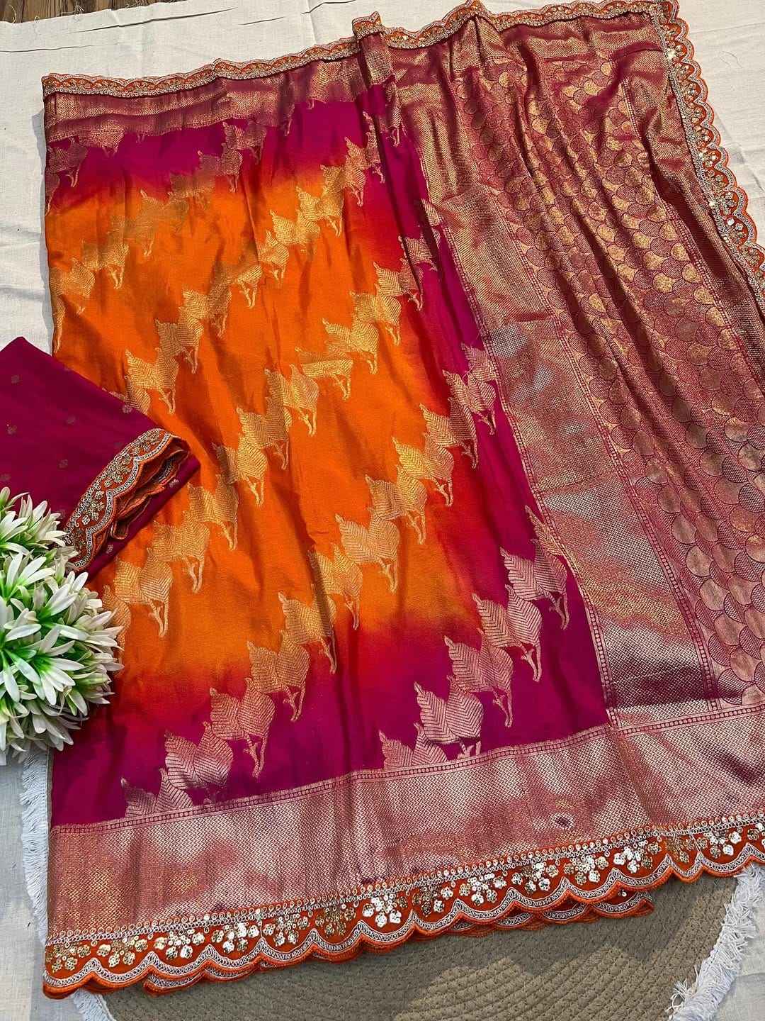 PURE SOFT KHADI GEORGETTE SILK ZARI WOOVEN PALLU SAREE AT WHOLESALE PRICE