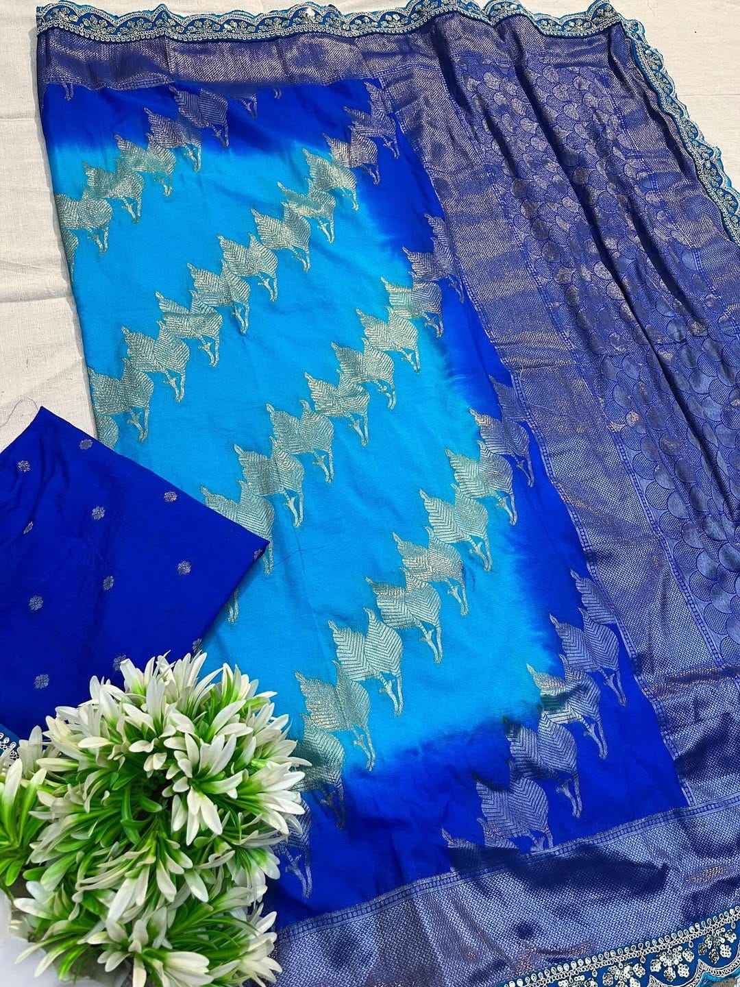 PURE SOFT KHADI GEORGETTE SILK ZARI WOOVEN PALLU SAREE AT WHOLESALE PRICE