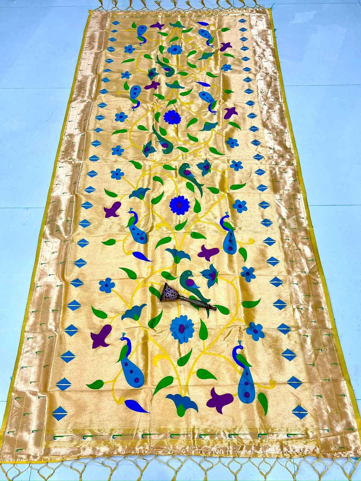 SOFT JARI AND SILK PARROT AND PEACOCK DESIGN DUPATTA AT WHOLESALE PRICE