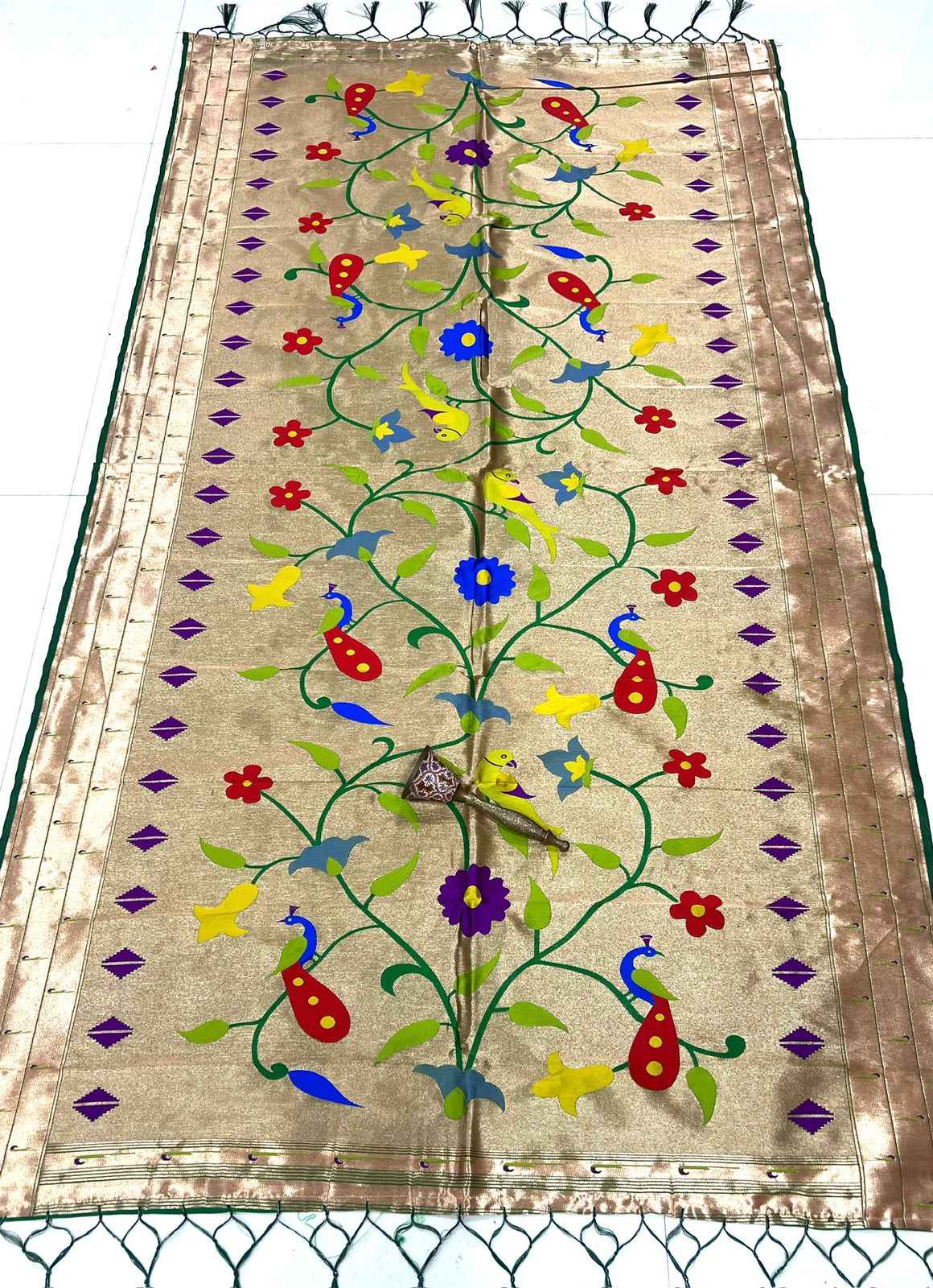 SOFT JARI AND SILK PARROT AND PEACOCK DESIGN DUPATTA AT WHOLESALE PRICE