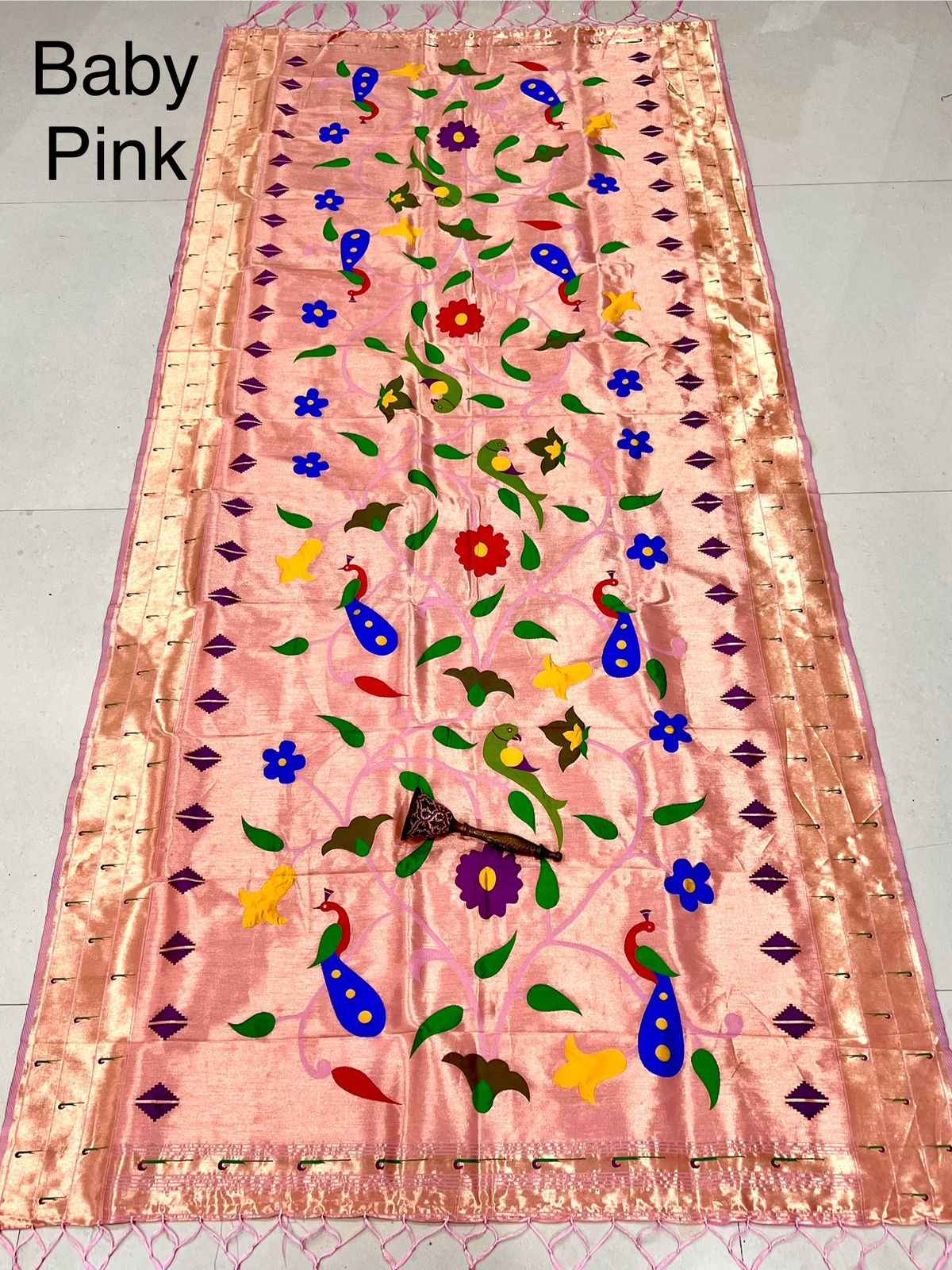 SOFT JARI AND SILK PARROT AND PEACOCK DESIGN DUPATTA AT WHOLESALE PRICE