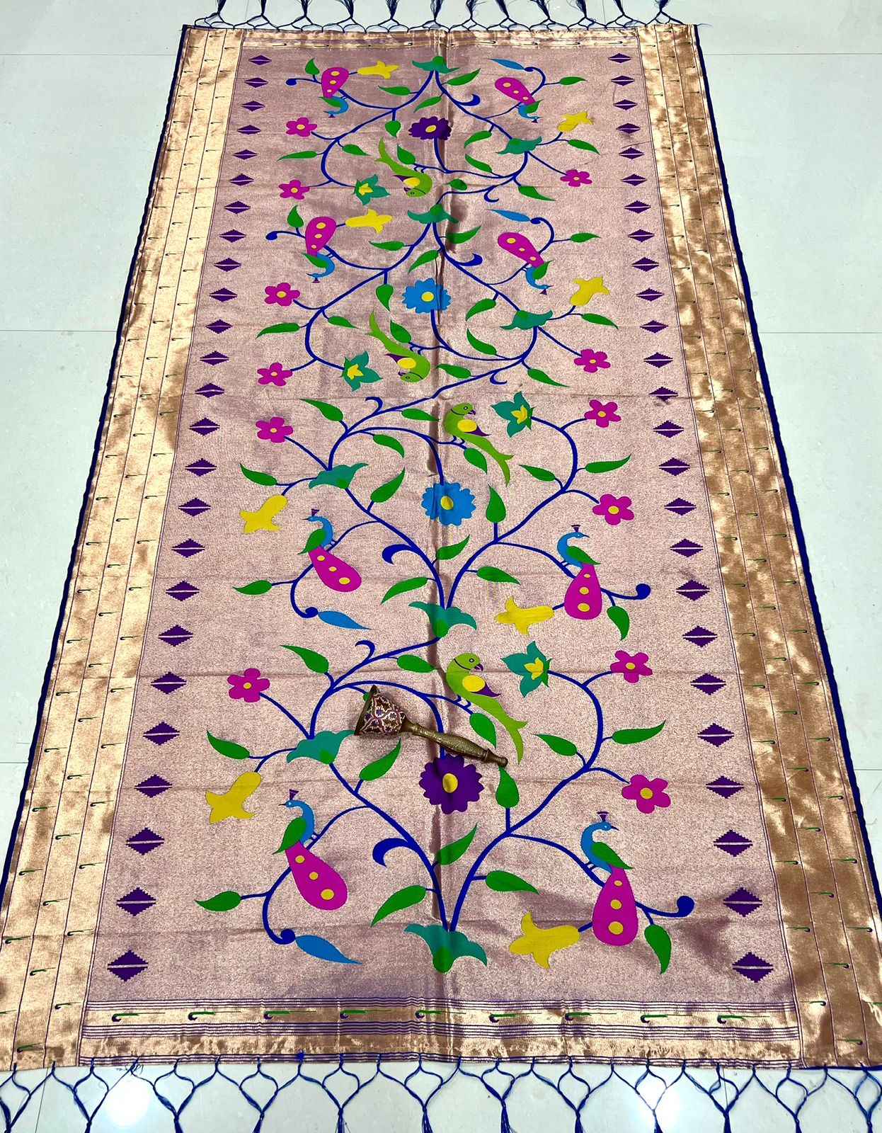 SOFT JARI AND SILK PARROT AND PEACOCK DESIGN DUPATTA AT WHOLESALE PRICE