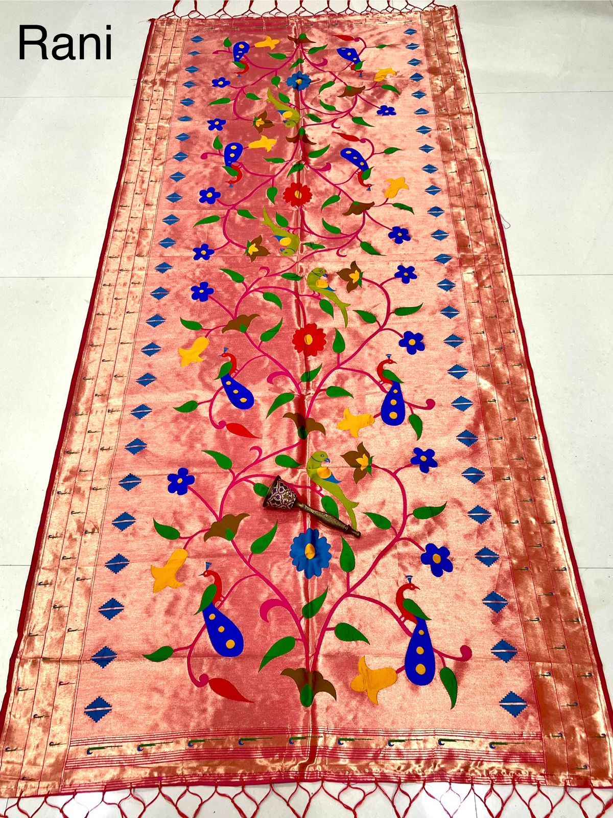 SOFT JARI AND SILK PARROT AND PEACOCK DESIGN DUPATTA AT WHOLESALE PRICE