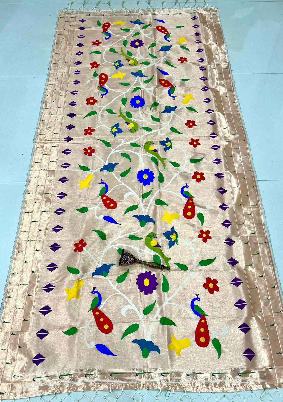 SOFT JARI AND SILK PARROT AND PEACOCK DESIGN DUPATTA AT WHOLESALE PRICE