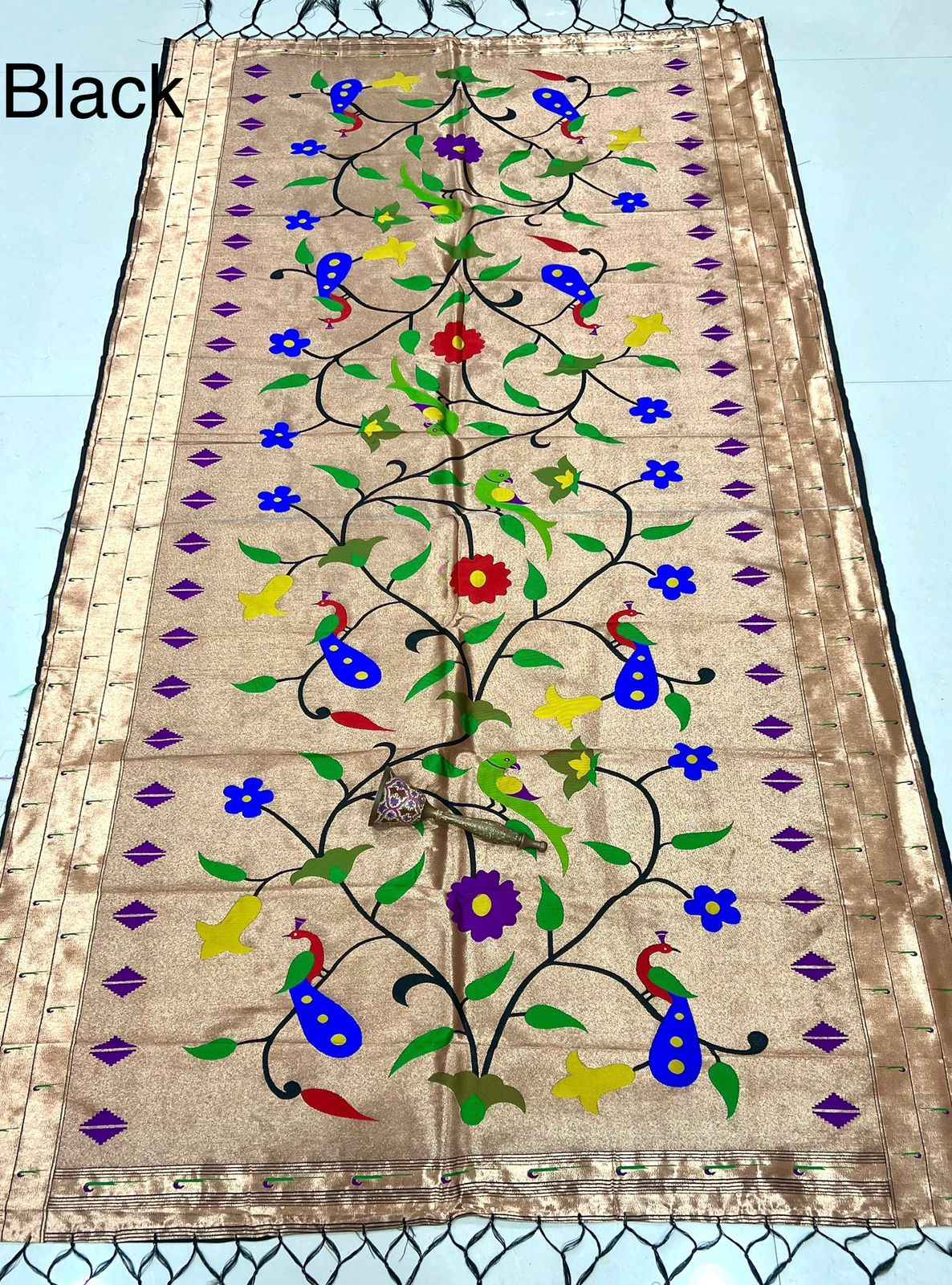 SOFT JARI AND SILK PARROT AND PEACOCK DESIGN DUPATTA AT WHOLESALE PRICE