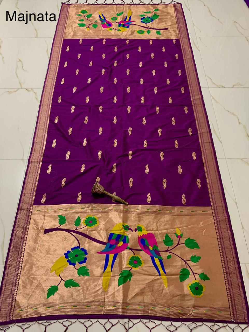 SOFT ZARI AND SILK PARROT DESIGN DUPATTA AT WHOLESALE PRICE