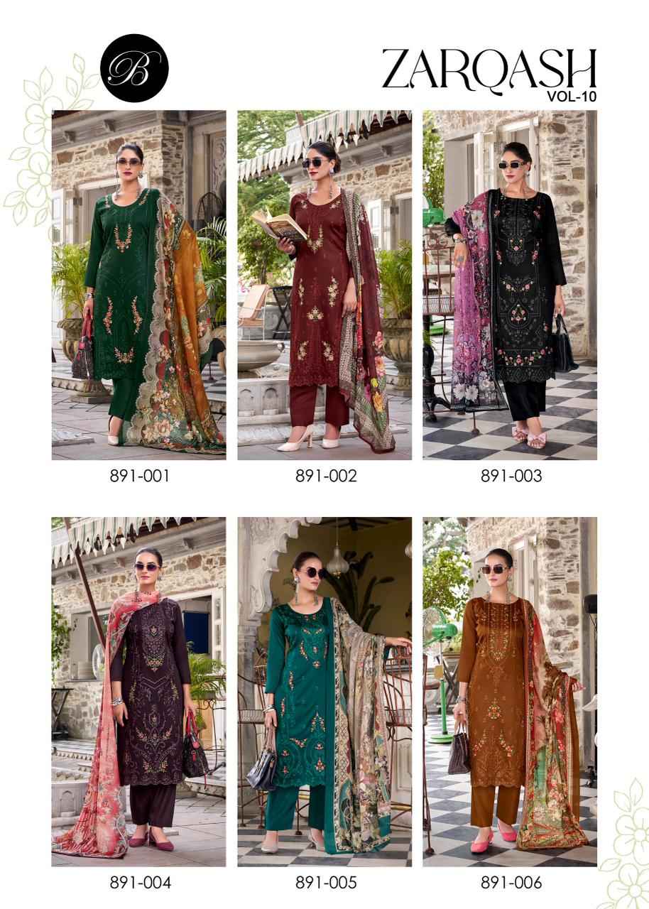 BELLIZA ZARQASH VOL 10 PURE HEAVY JAM COTTON DRESS MATERIAL AT WHOLESALE PRICE