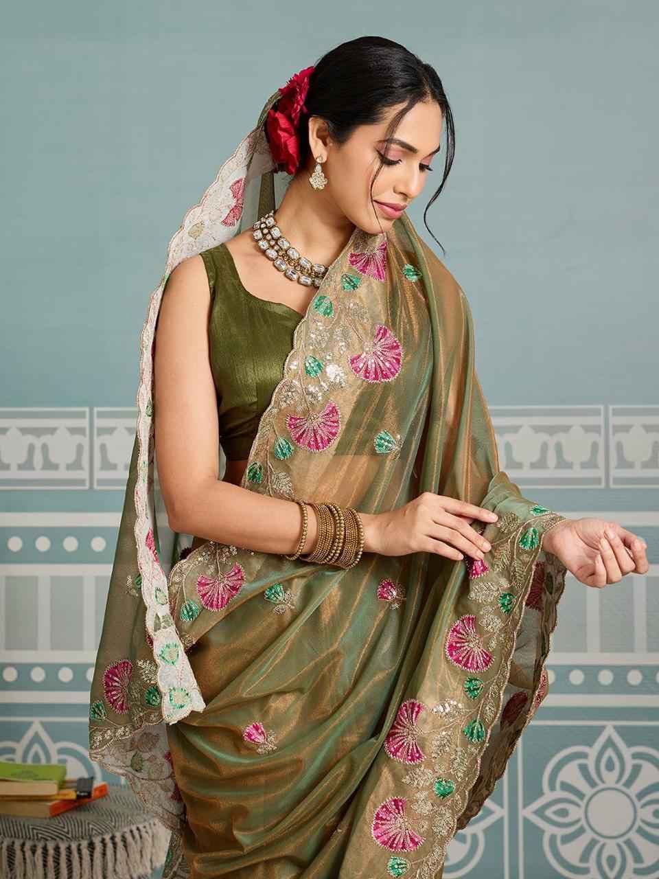 FENDY SOFT NET C-PALLU EMBROIDERY WITH CUTWORK SAREE AT WHOLESALE PRICE