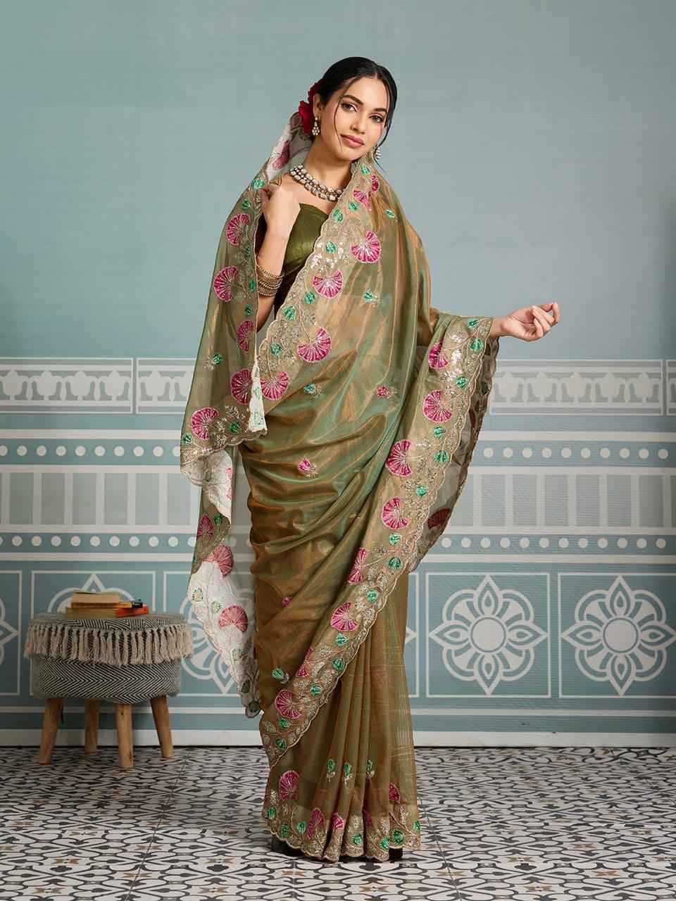 FENDY SOFT NET C-PALLU EMBROIDERY WITH CUTWORK SAREE AT WHOLESALE PRICE