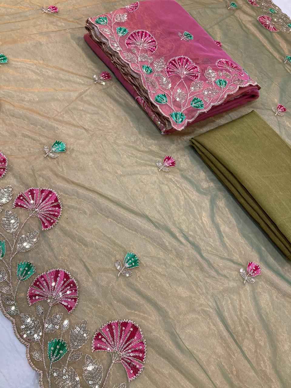 FENDY SOFT NET C-PALLU EMBROIDERY WITH CUTWORK SAREE AT WHOLESALE PRICE
