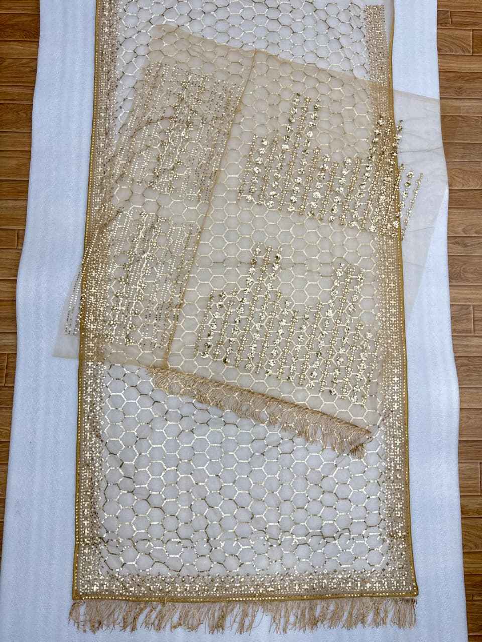 HEAVY BUTTERFLY NET WITH 5MM SEQUINS & MULTY CPALLU EMBROIDERY THREAD WORK SAREE AT WHOLESALE PRICE