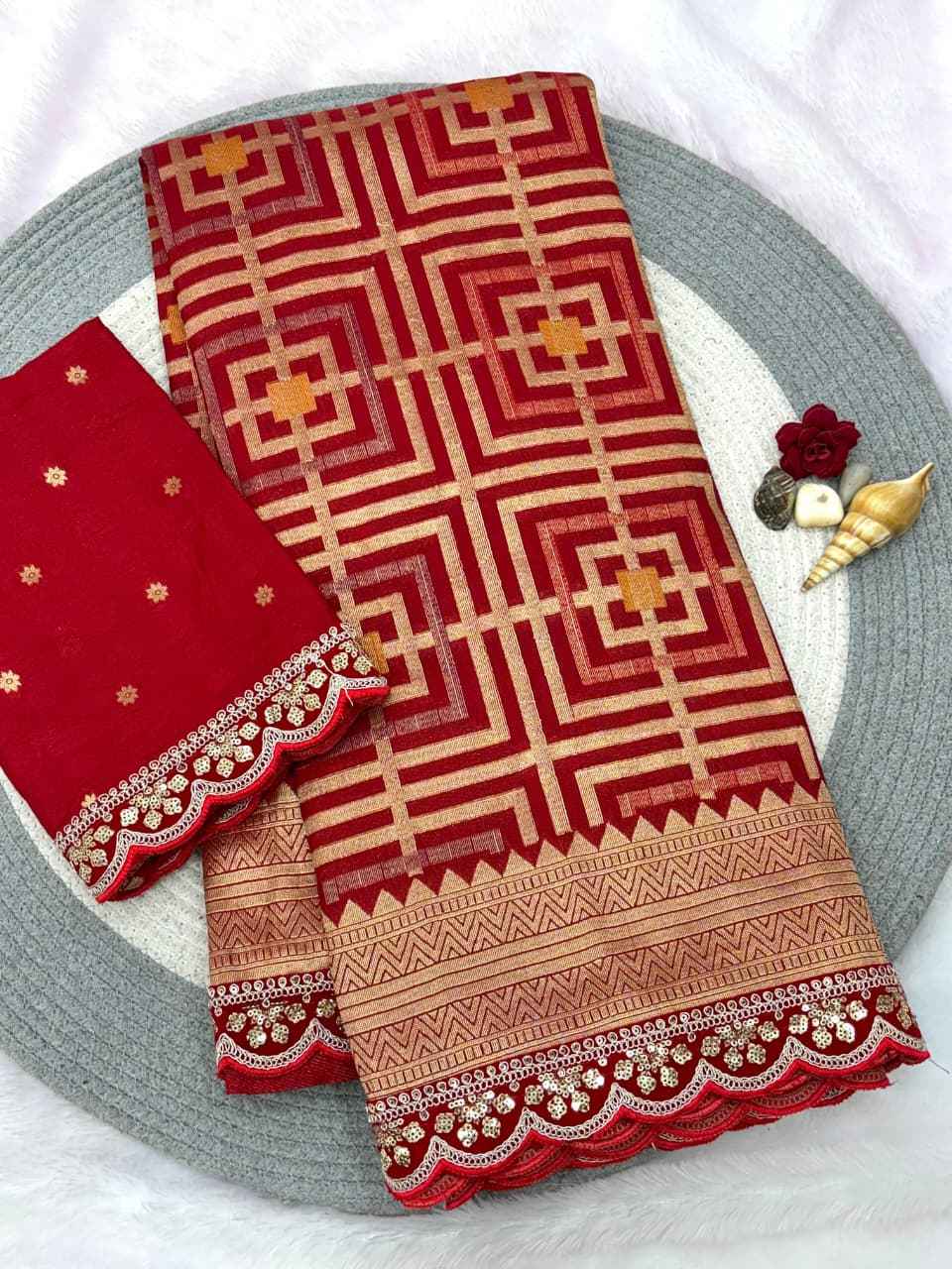 KARWA CHAUTH SPECIAL KHADI CREPE SILK WEAVING SAREE AT WHOLESALE PRICE