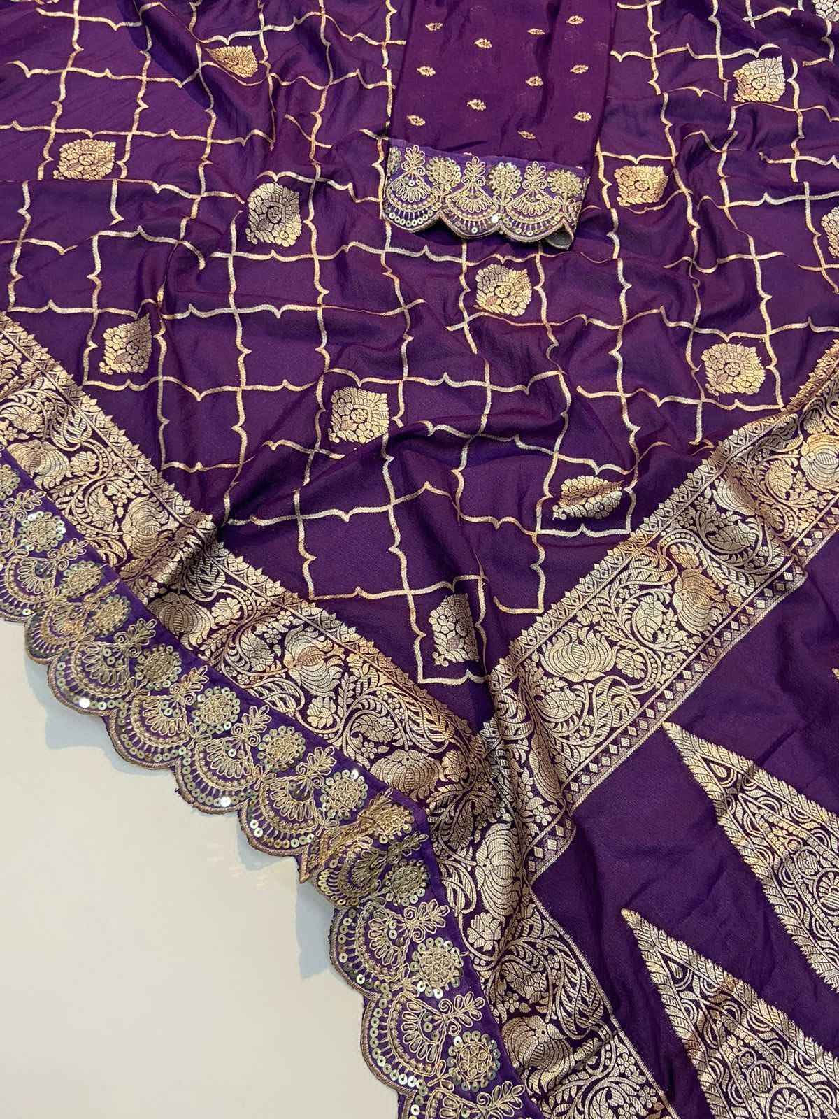 PURE CREPE KHADI SILK PATTU WITH ANTIQUE ZARI WEAVING SAREE AT WHOLESALE PRICE