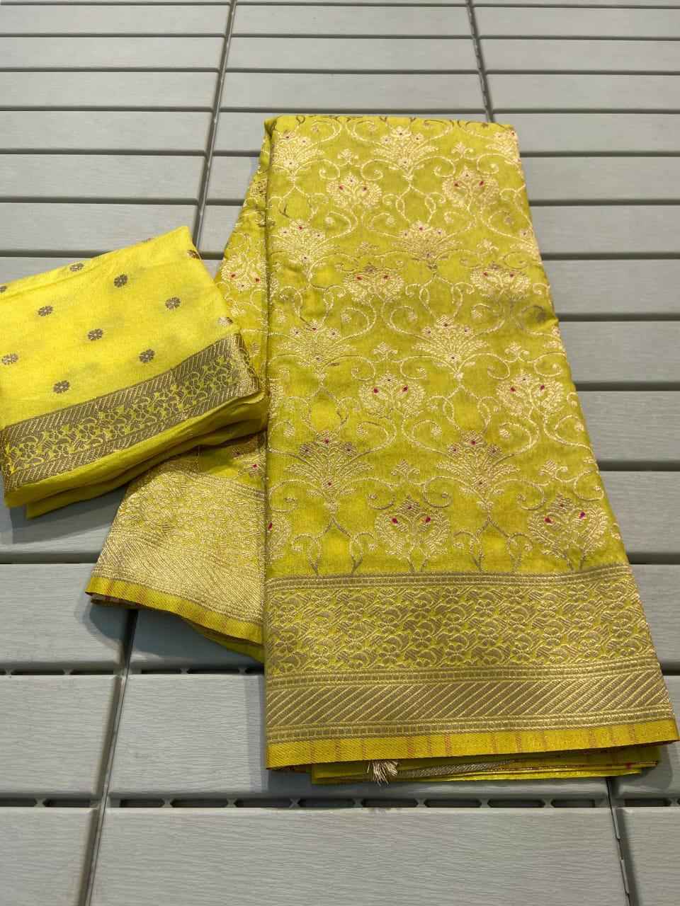 PURE CREPE KHADI SILK ZARI WOOVEN HAND DYEING SAREE AT WHOLESALE PRICE