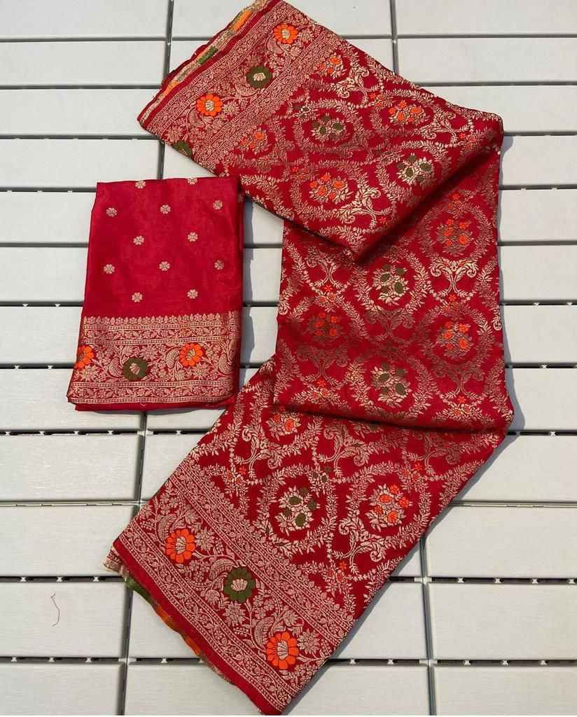 PURE KHADI CREPE SILK ZARI WEAVING SAREE AT WHOLESALE PRICE