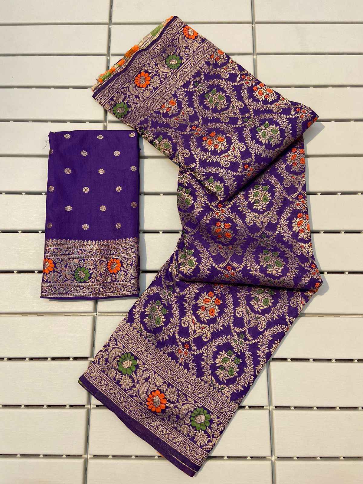 PURE KHADI CREPE SILK ZARI WEAVING SAREE AT WHOLESALE PRICE