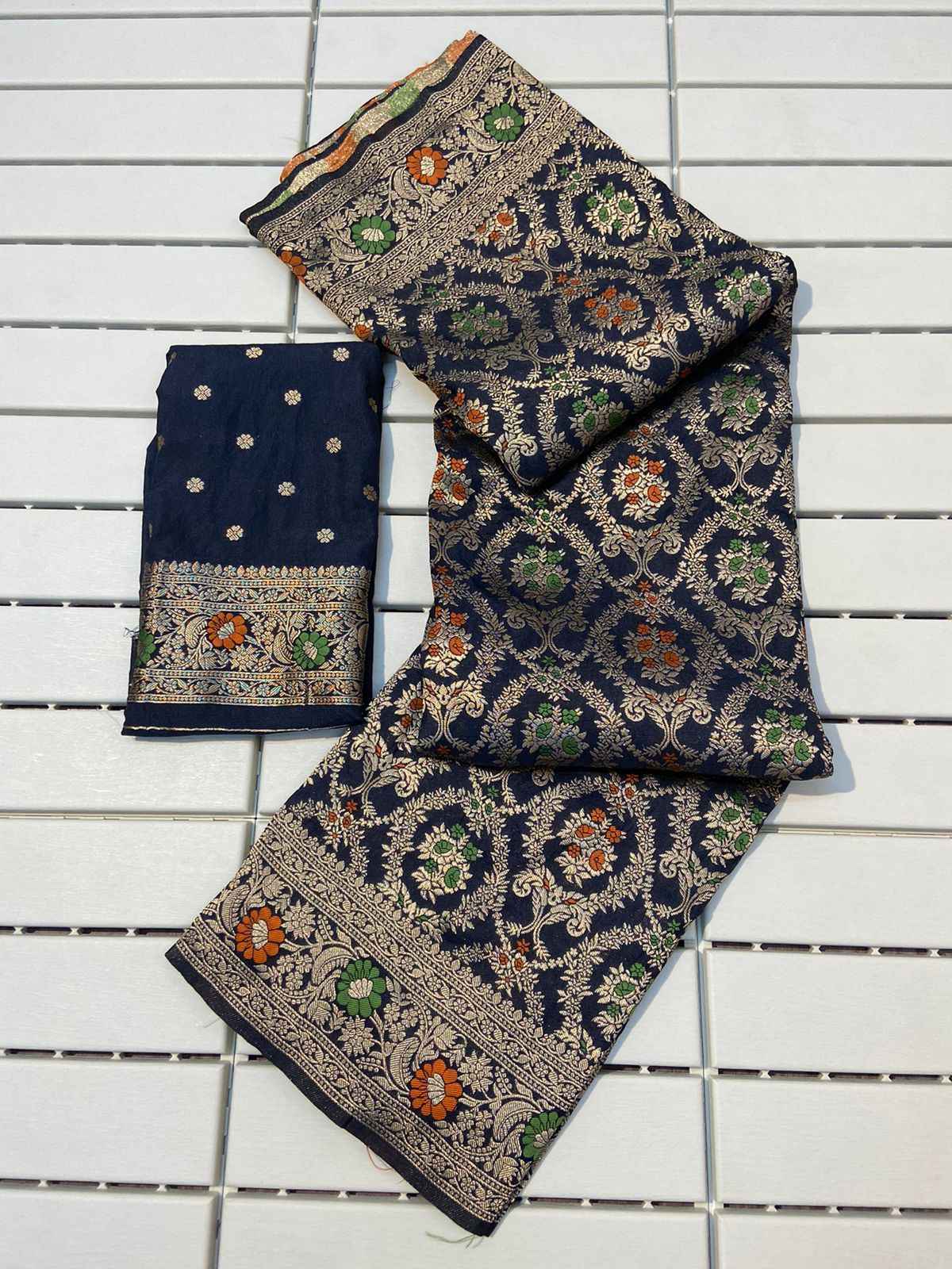 PURE KHADI CREPE SILK ZARI WEAVING SAREE AT WHOLESALE PRICE