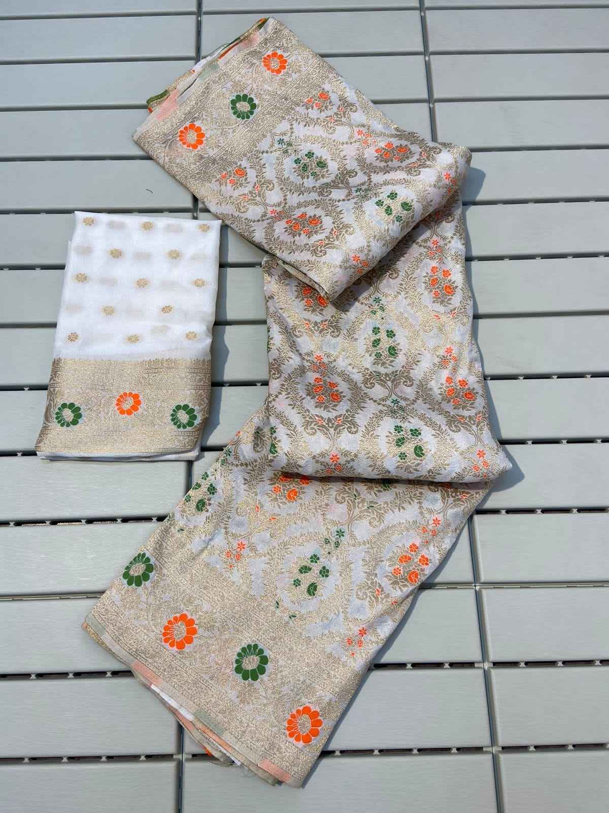 PURE KHADI CREPE SILK ZARI WEAVING SAREE AT WHOLESALE PRICE