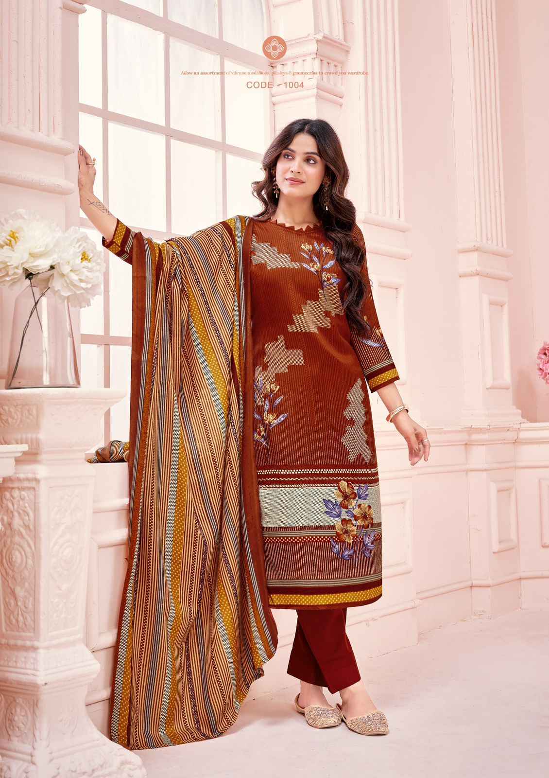 ROLI MOLI TANIA PASHMINA SIROSKI DIAMOND WORK DRESS MATERIAL AT WHOLESALE PRICE