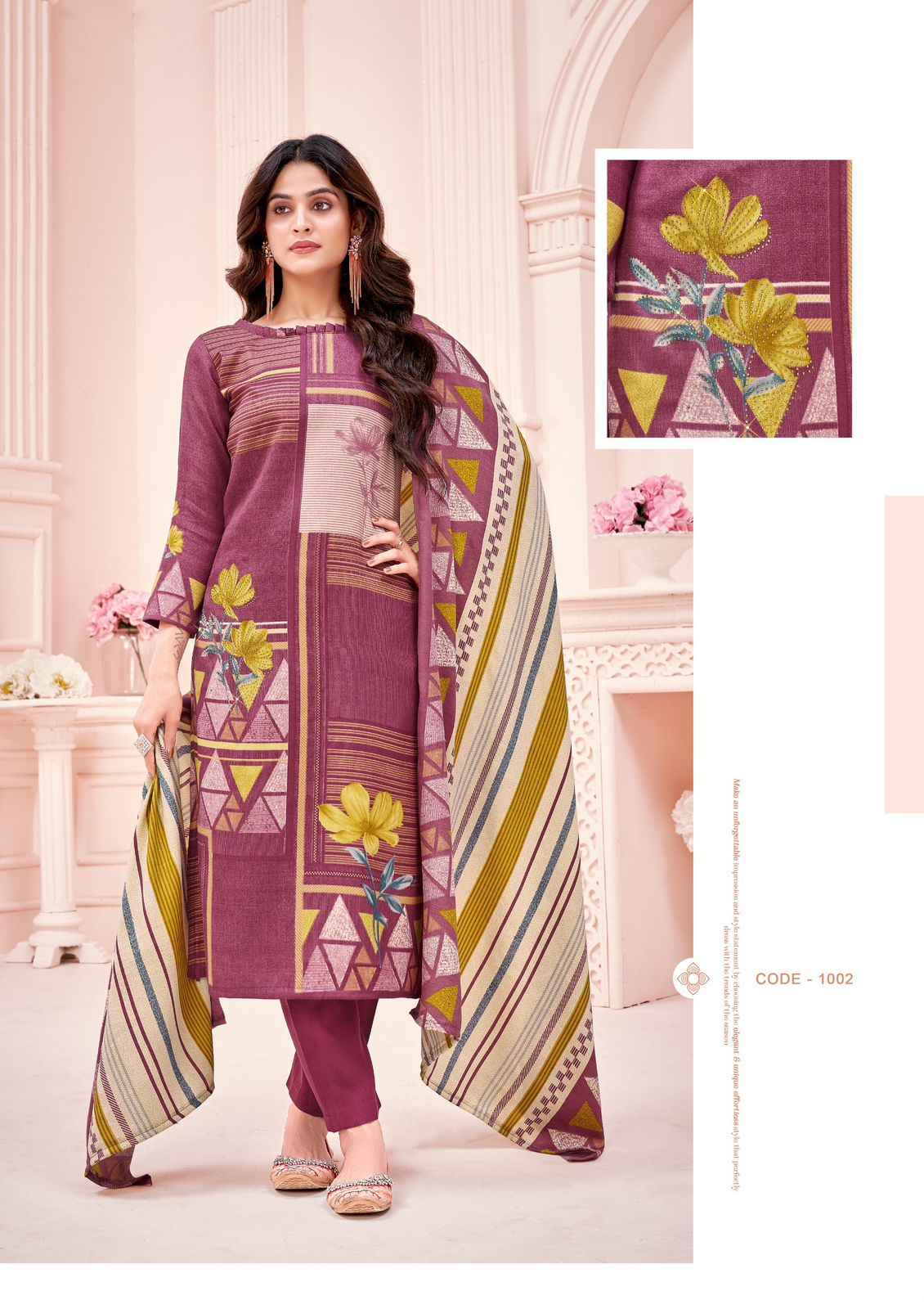 ROLI MOLI TANIA PASHMINA SIROSKI DIAMOND WORK DRESS MATERIAL AT WHOLESALE PRICE