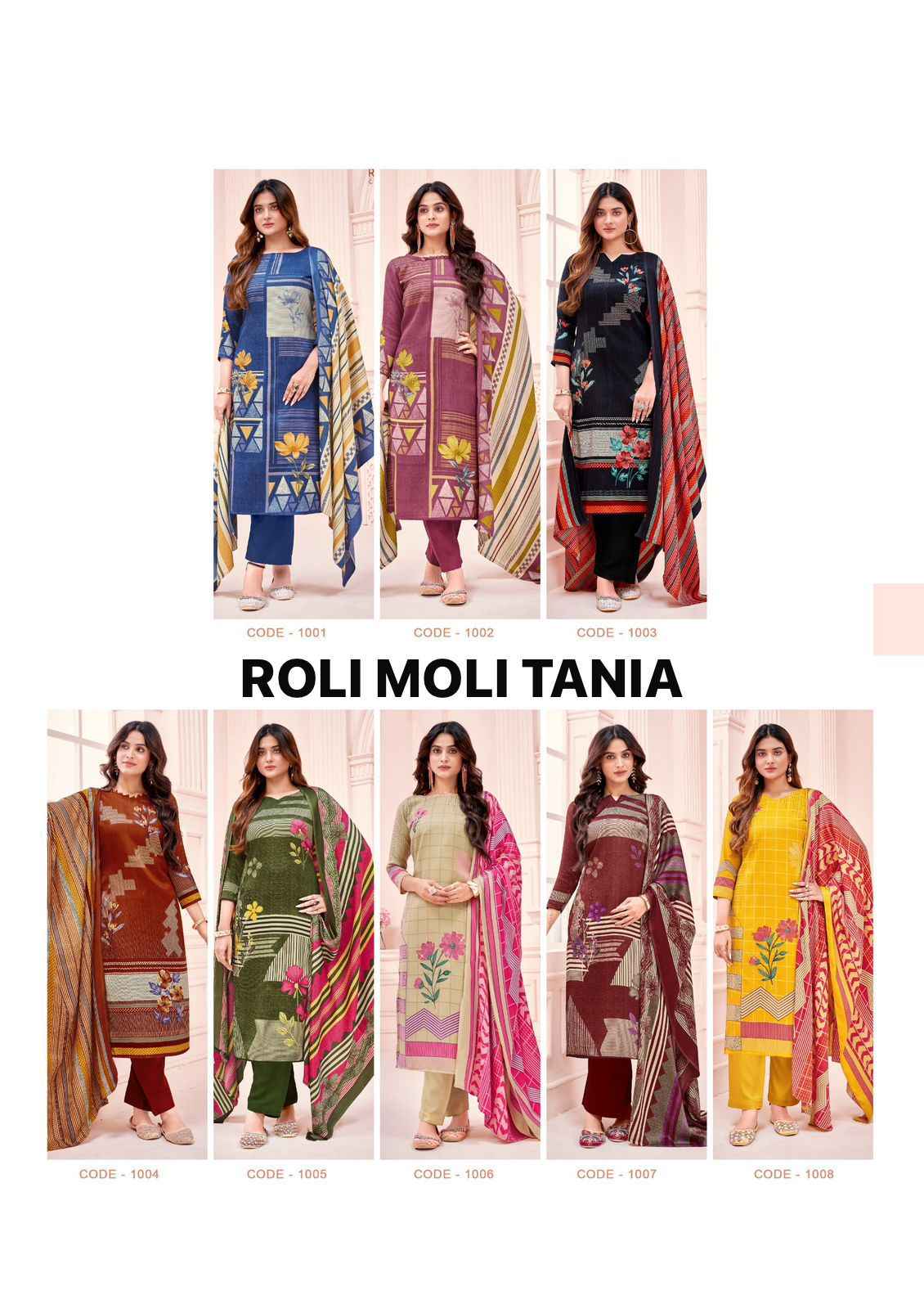 ROLI MOLI TANIA PASHMINA SIROSKI DIAMOND WORK DRESS MATERIAL AT WHOLESALE PRICE