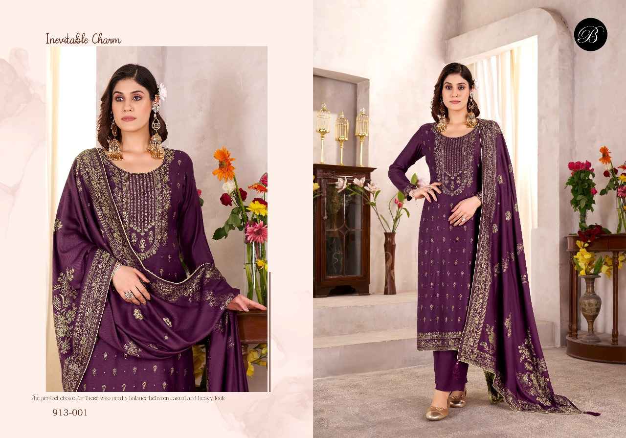 BELLIZA NIMRA PURE VISCOSE PASHMINA TWILL JAQUARD DRESS MATERIAL AT WHOLESALE PRICE