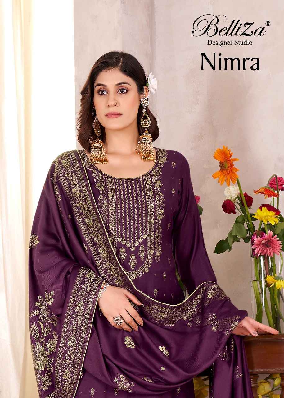 BELLIZA NIMRA PURE VISCOSE PASHMINA TWILL JAQUARD DRESS MATERIAL AT WHOLESALE PRICE
