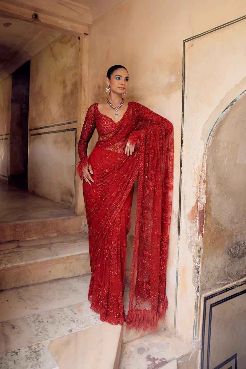 BUTTERFLY NET HEAVY 5MM SEQUINS EMBROIDERY WORK SAREE AT WHOLESALE PRICE