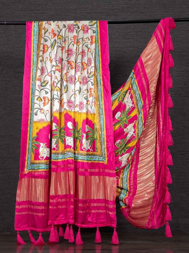 PURE GAJI SILK DIGITAL PRINT WITH TASSELS DUPATTA AT WHOLESALE PRICE