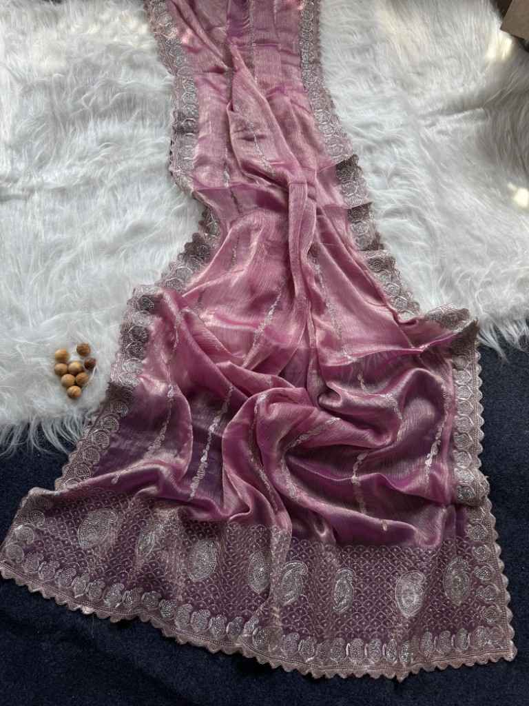 PURE JIMMYCHOO SILK WITH ZARI EMBROIDERY WORK SAREE AT WHOLESALE PRICE