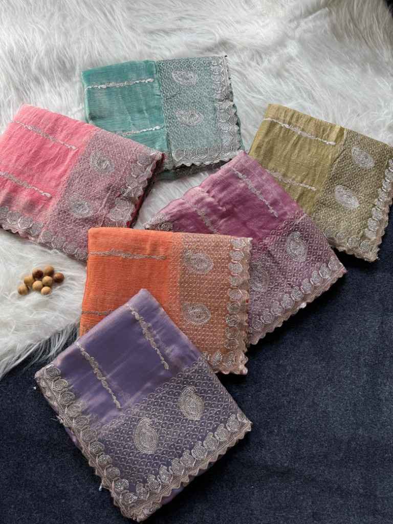 PURE JIMMYCHOO SILK WITH ZARI EMBROIDERY WORK SAREE AT WHOLESALE PRICE