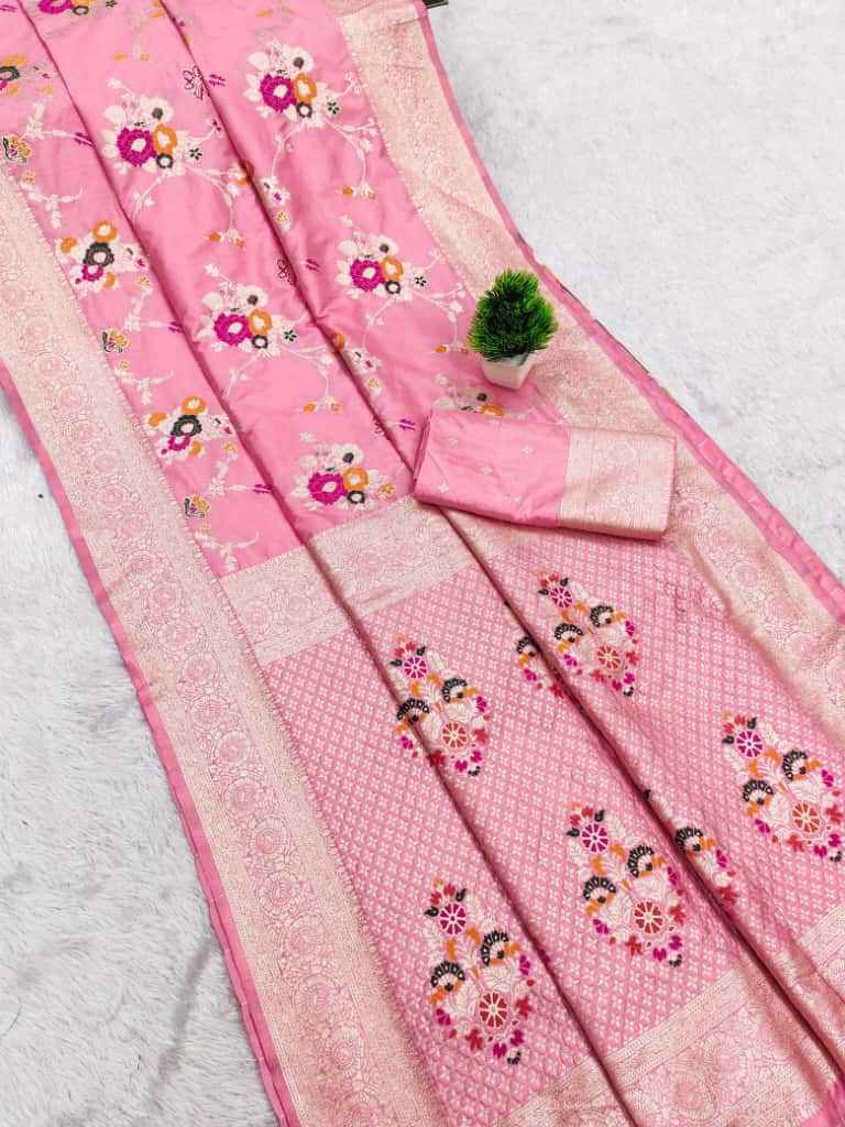PURE SOFT KHADI DOLLA SILK RICH ZARI PICHWAI WOOVEN SAREE AT WHOLESALE PRICE