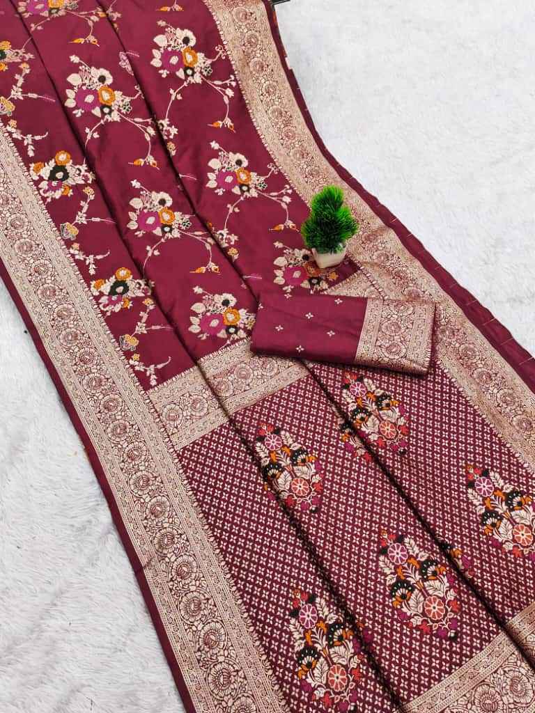 PURE SOFT KHADI DOLLA SILK RICH ZARI PICHWAI WOOVEN SAREE AT WHOLESALE PRICE