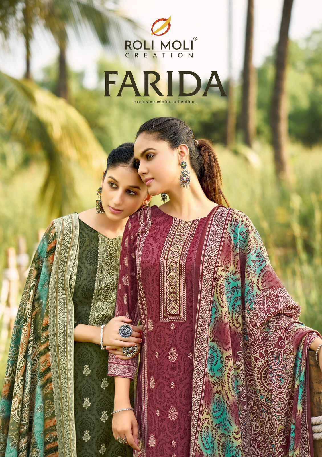 ROLI MOLI FARIDA PASHMINA SIROSKI DIAMOND WORK DRESS MATERIAL AT WHOLESALE PRICE