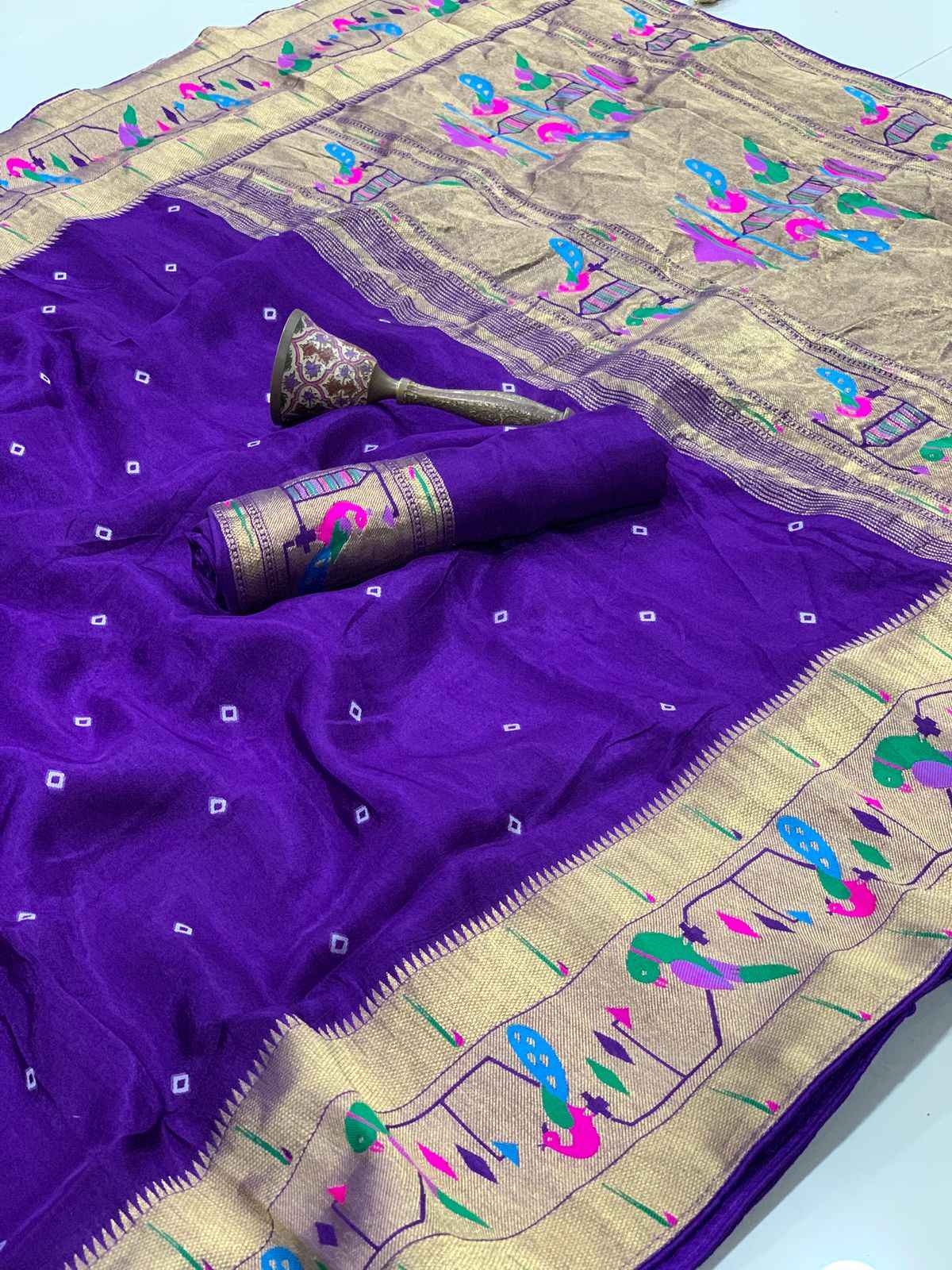 SOFT VISCOS GAJJI SILK BANDHEJ WITH JARI WEAVING WORK SAREE AT WHOLESALE PRICE