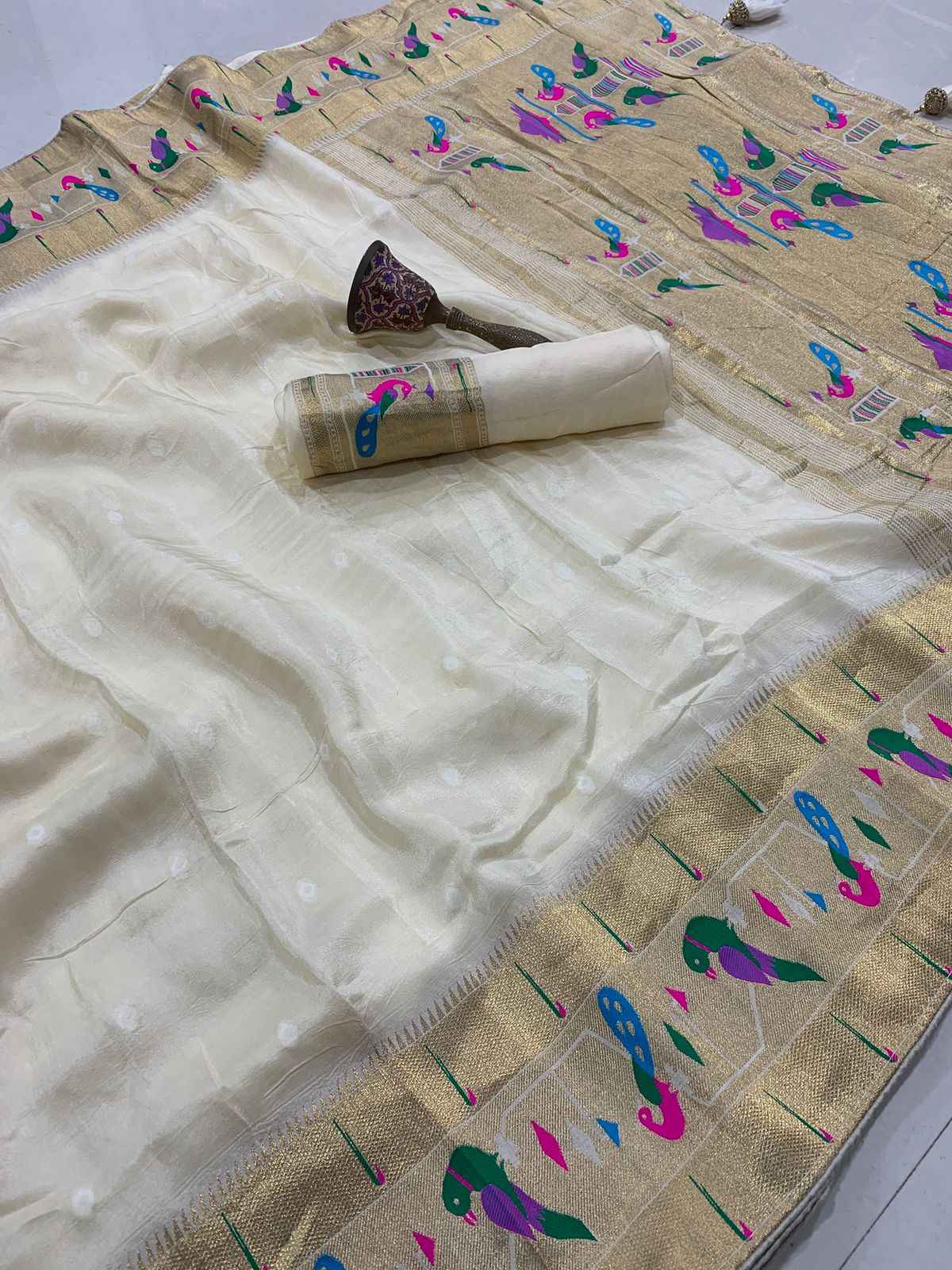 SOFT VISCOS GAJJI SILK BANDHEJ WITH JARI WEAVING WORK SAREE AT WHOLESALE PRICE