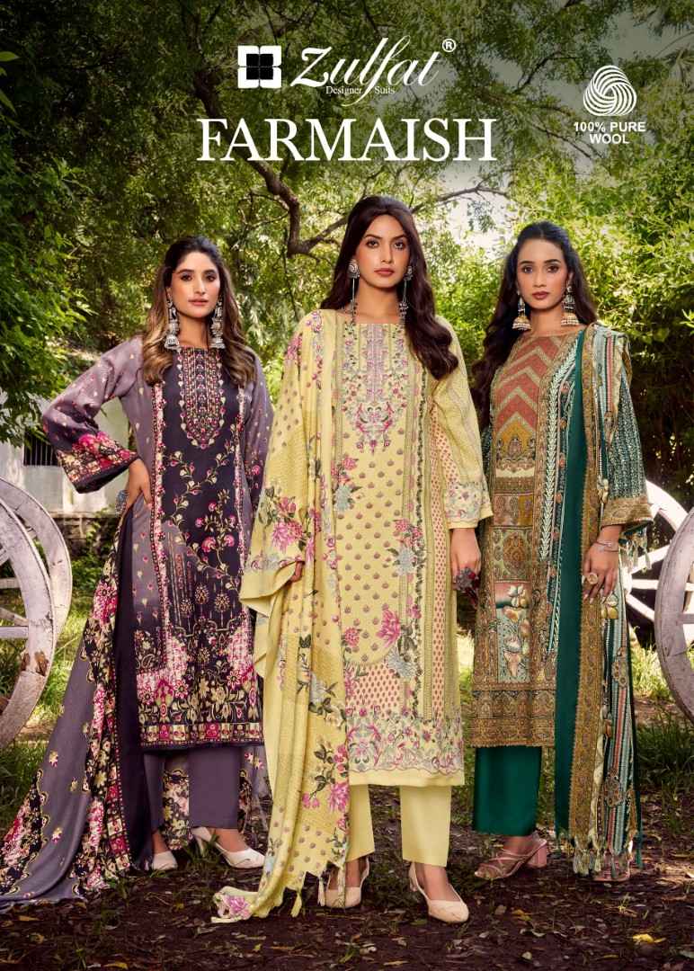 ZULFAT FARMAISH WOOLLEN PASHMINA DRESS MATERIAL AT WHOLESALE PRICE