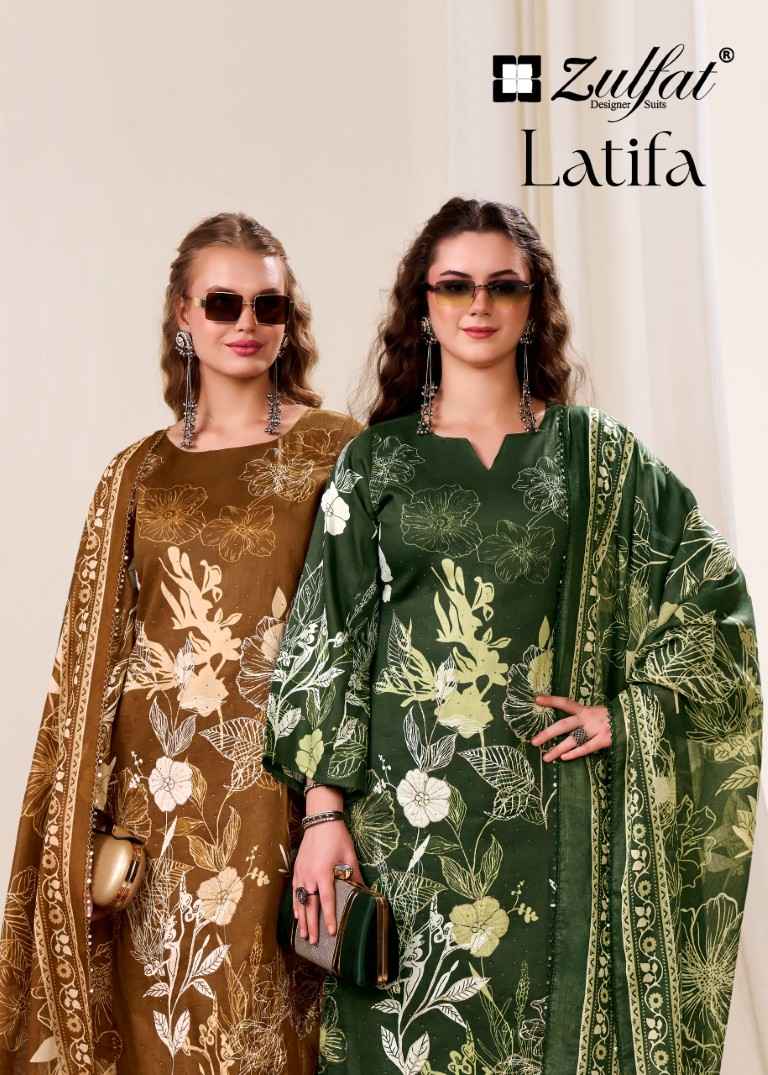 ZULFAT LATIFA PURE JAM COTTON SATIN DRESS MATERIAL AT WHOLESALE PRICE