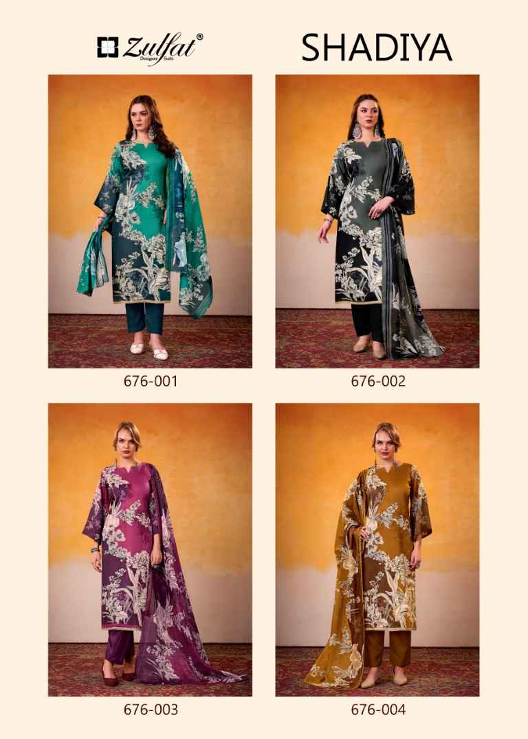 ZULFAT SHADIYA PURE JAM COTTON SATIN HANDWORK DRESS MATERIAL AT WHOLESALE PRICE