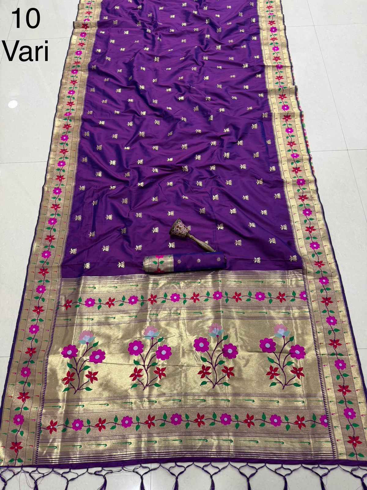 PURE KANCHIVRAM PETHANI SILK PURE ZARI FLOWER 10 YARD SAREE AT WHOLESALE PRICE