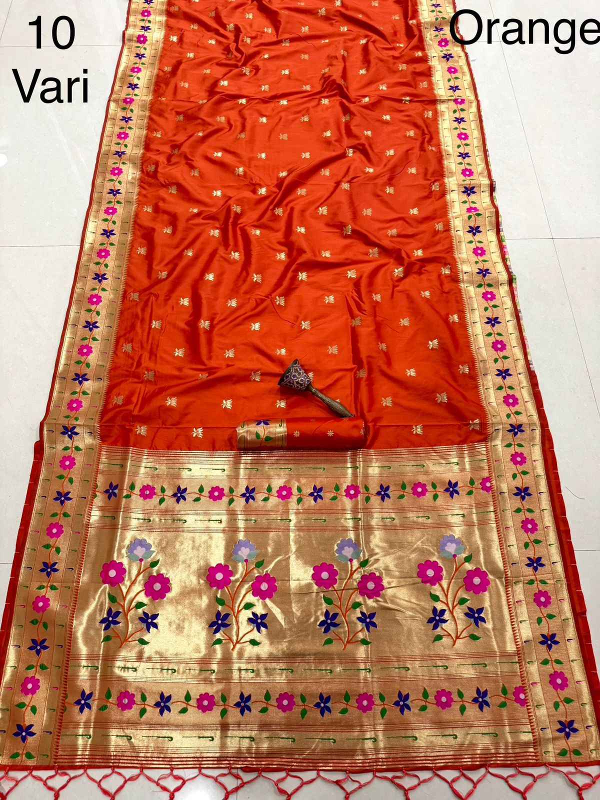 PURE KANCHIVRAM PETHANI SILK PURE ZARI FLOWER 10 YARD SAREE AT WHOLESALE PRICE