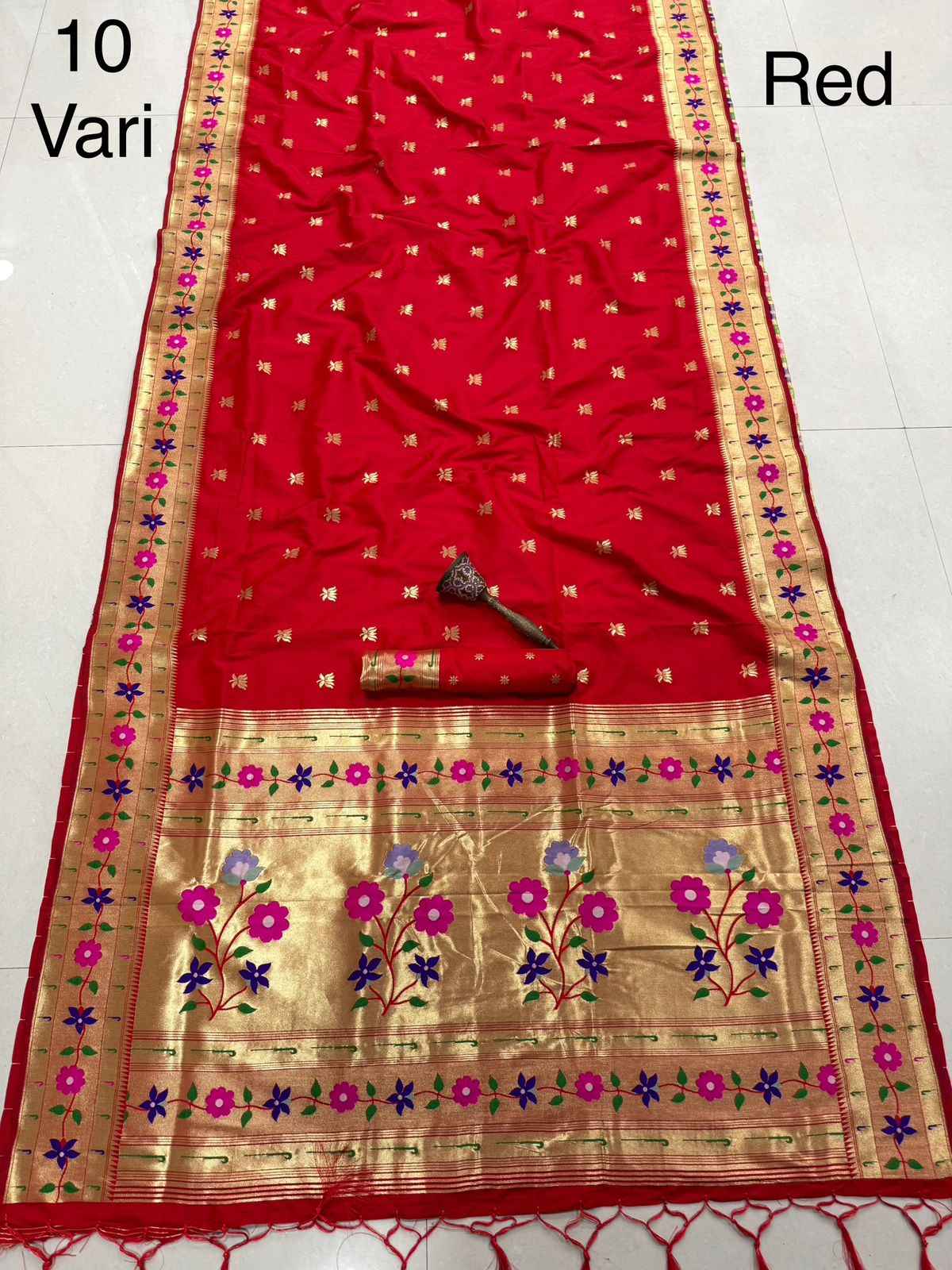 PURE KANCHIVRAM PETHANI SILK PURE ZARI FLOWER 10 YARD SAREE AT WHOLESALE PRICE