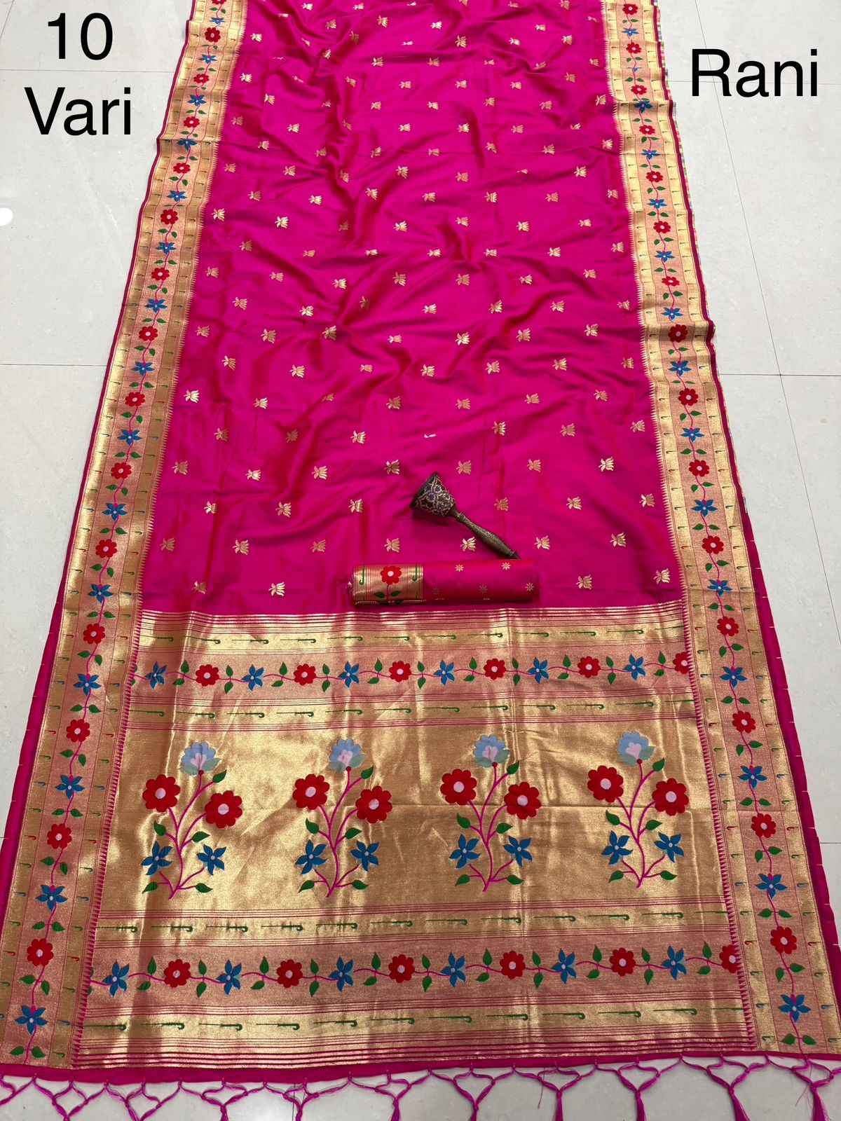 PURE KANCHIVRAM PETHANI SILK PURE ZARI FLOWER 10 YARD SAREE AT WHOLESALE PRICE