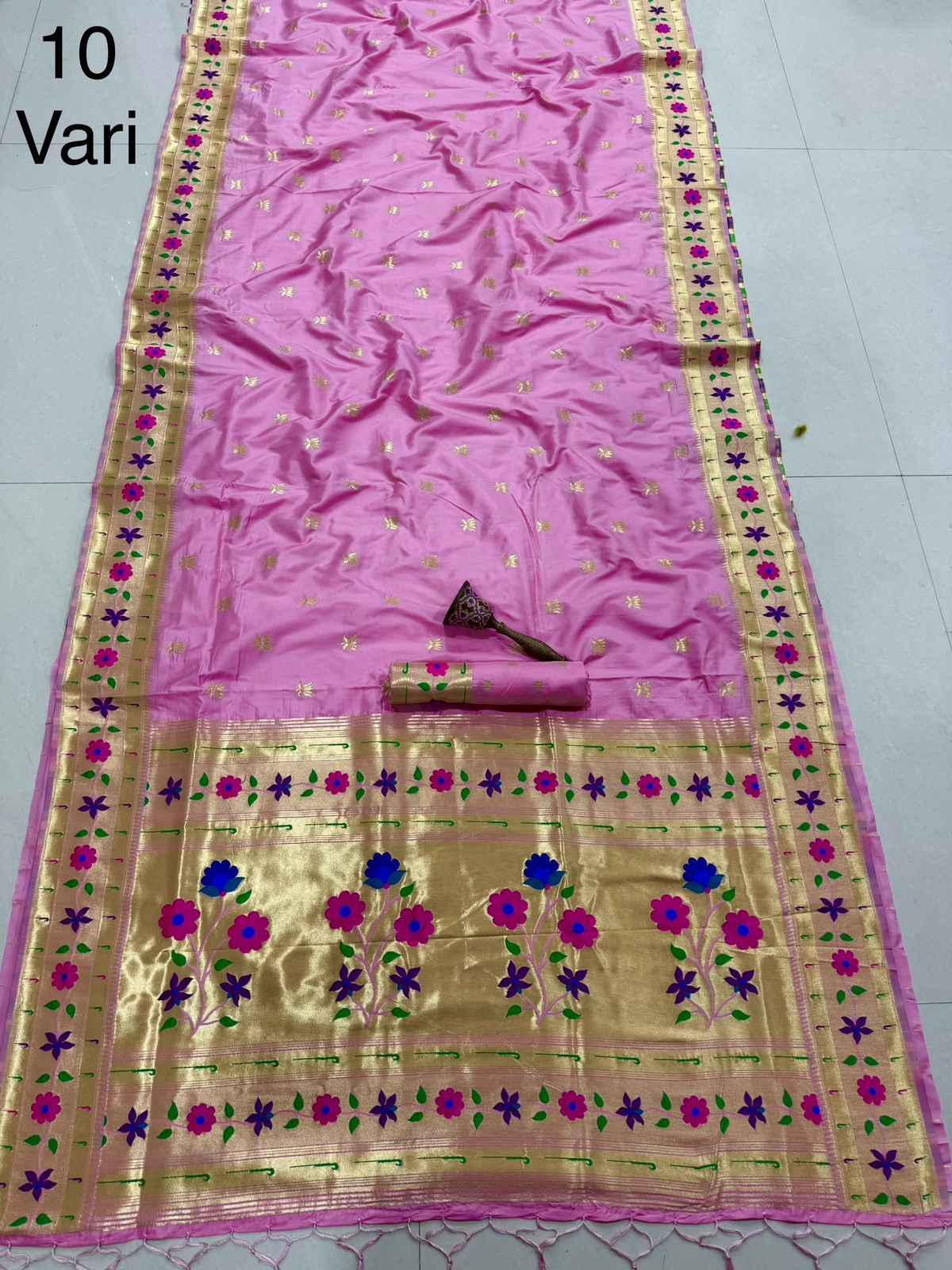 PURE KANCHIVRAM PETHANI SILK PURE ZARI FLOWER 10 YARD SAREE AT WHOLESALE PRICE