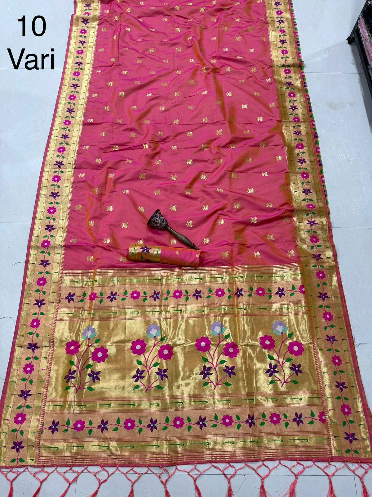PURE KANCHIVRAM PETHANI SILK PURE ZARI FLOWER 10 YARD SAREE AT WHOLESALE PRICE