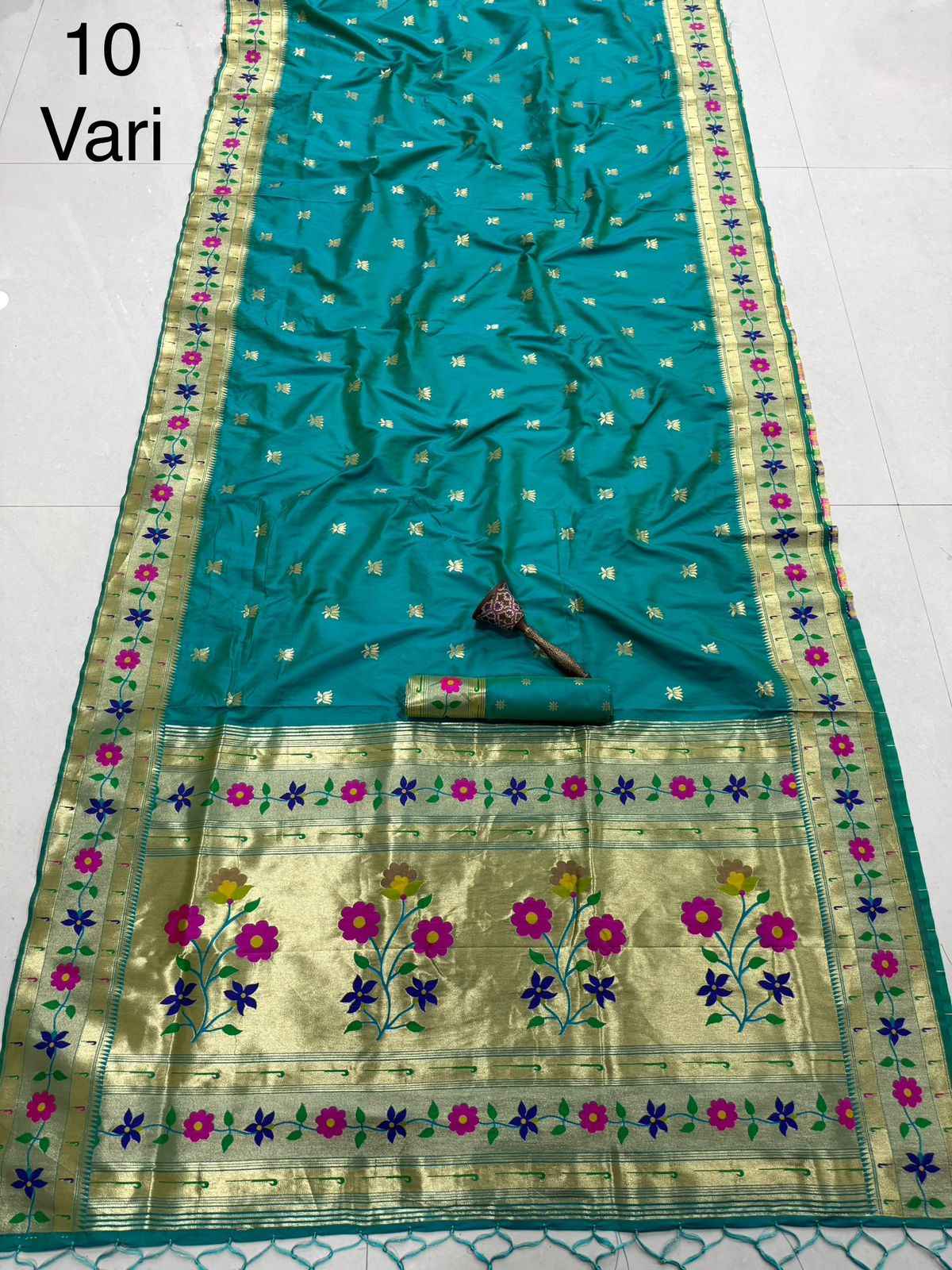 PURE KANCHIVRAM PETHANI SILK PURE ZARI FLOWER 10 YARD SAREE AT WHOLESALE PRICE